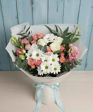 Букет цветов из:  Розы, Лизиантусы и Хризантемы в Большой Джалге