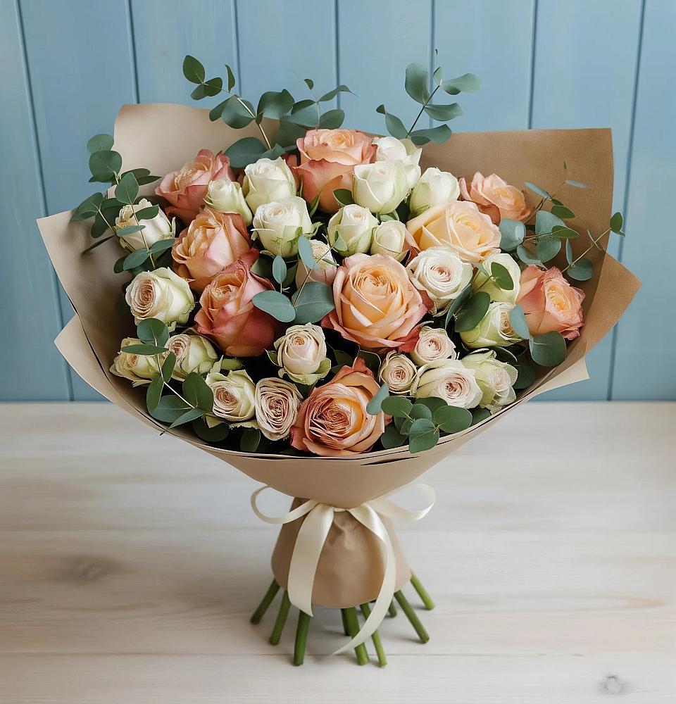 Букет цветов из: Альстромерии и Розы в Большой Джалге