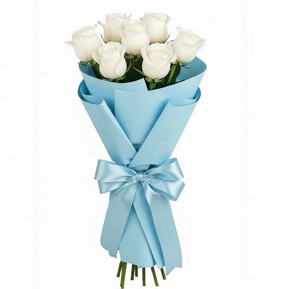 Букет 7 белых роз Проуд в Большой Джалге