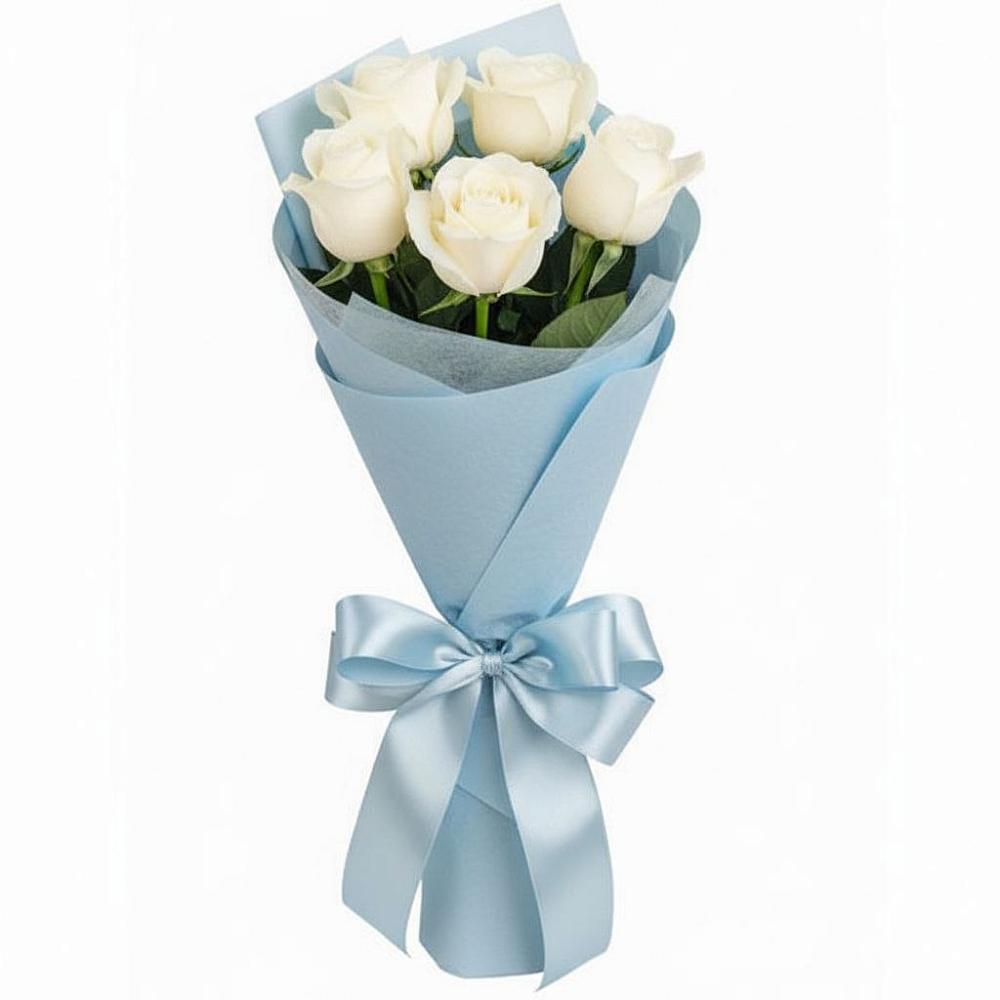 Букет 5 Белых роз Проуд в Большой Джалге