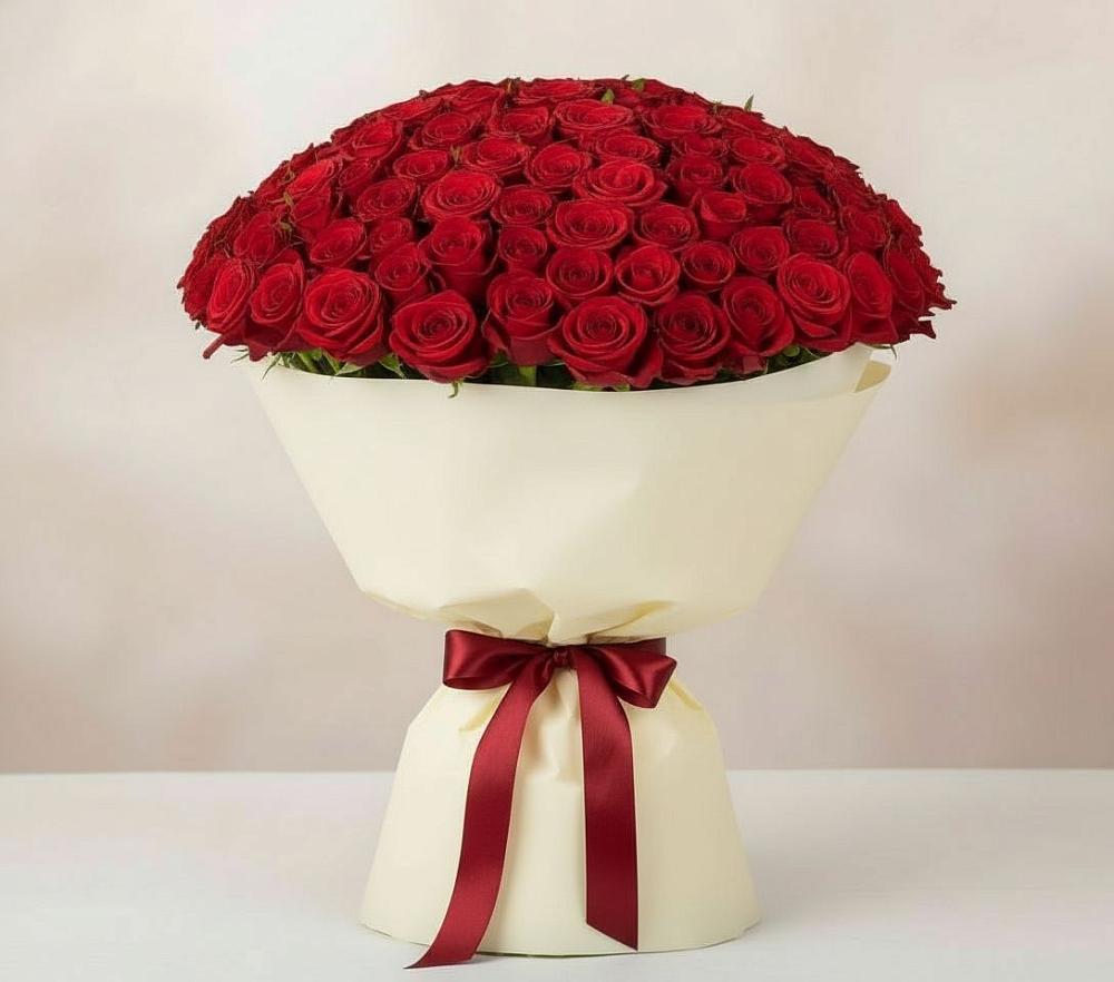 Букет 101 Красная роза Милано в Большой Джалге