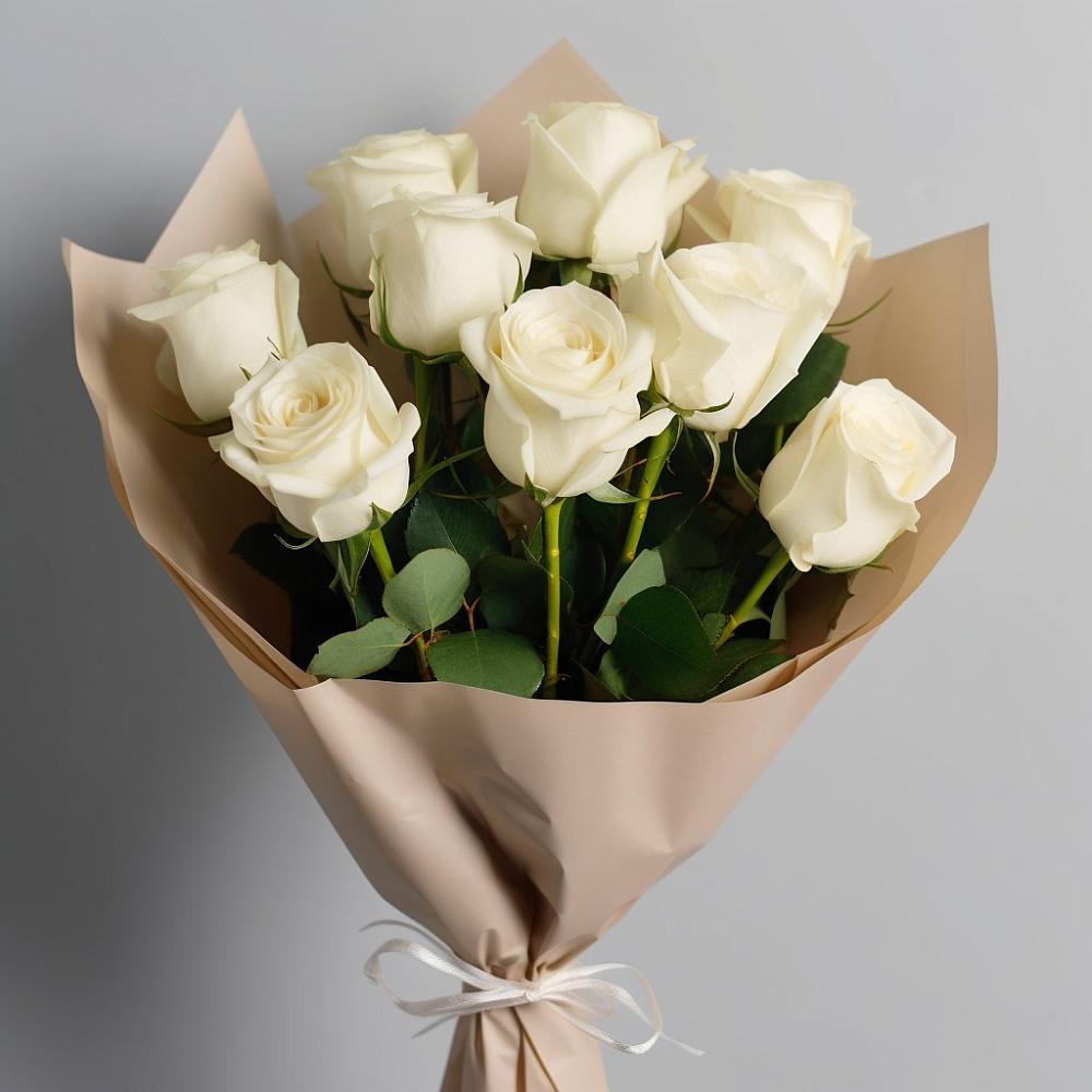 Букет 9 Белых роз Эдлесс Лав в Большой Джалге