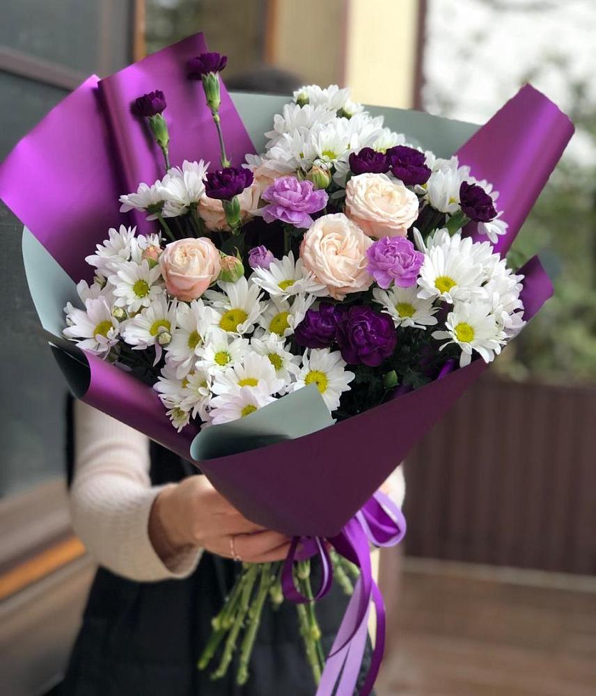 Букет цветов из: Хризантемы, Гвоздики и Розы в Большой Джалге