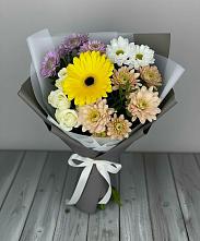Букет цветов из:  Розы, Герберы и Хризантемы в Большой Джалге