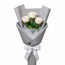 Букет 3 белые розы #REPLACE_PRED# Большой Джалге