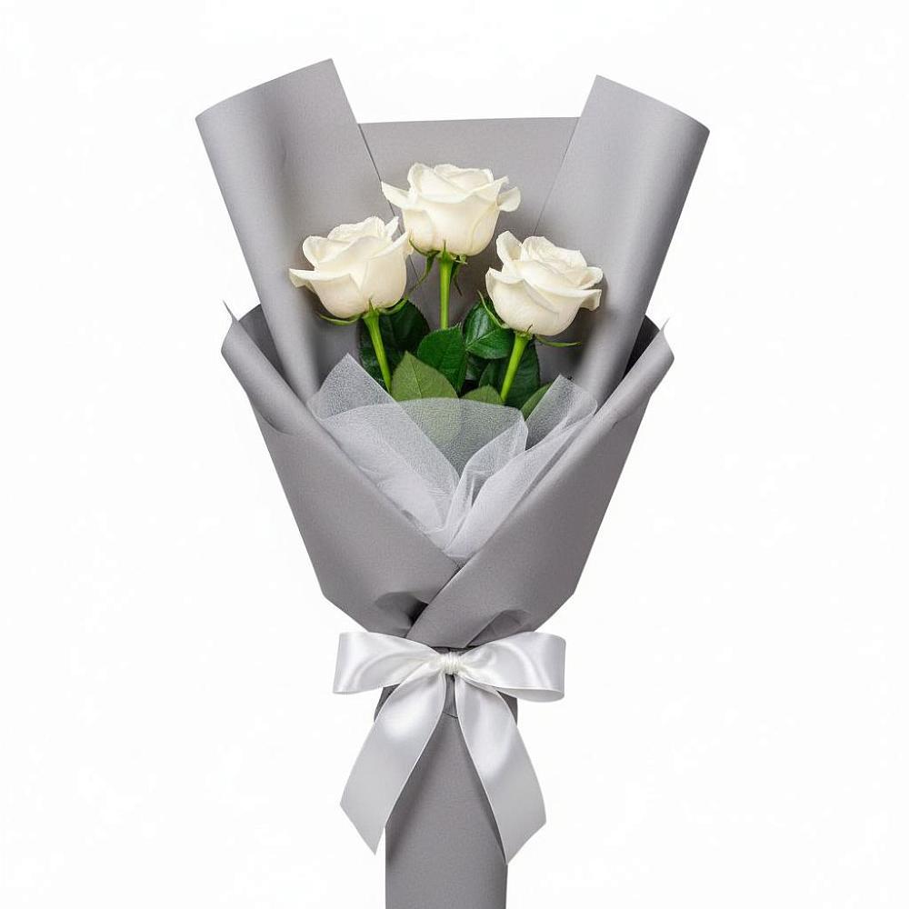 Букет 3 белые розы в Большой Джалге