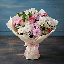 Букет цветов из:  Хризантемы, Альстромерии и Розы в Большой Джалге