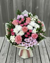 Букет цветов из:  Альстромерии, Гвоздики, Розы и Хризантемы #REPLACE_PRED# Большой Джалге