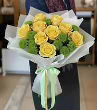 Букет цветов из:  Хризантемы и Розы #REPLACE_PRED# Большой Джалге