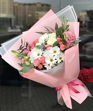 Букет цветов из:  Розы, Лизиантусы и Хризантемы в Большой Джалге