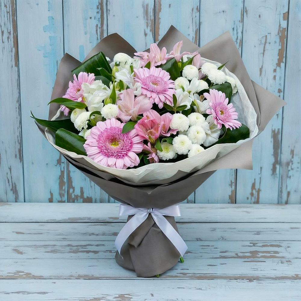 Букет цветов из: Герберы, Альстромерии и Хризантемы в Большой Джалге