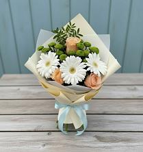 Букет цветов из:  Герберы, Розы и Хризантемы в Большой Джалге