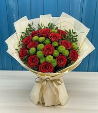 Букет цветов из:  Розы и Хризантемы #REPLACE_PRED# Большой Джалге