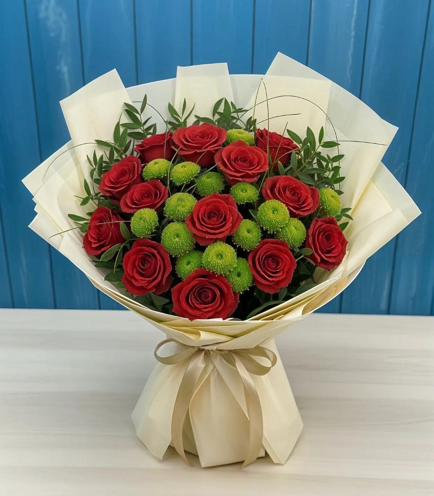 Букет цветов из: Розы и Хризантемы в Большой Джалге