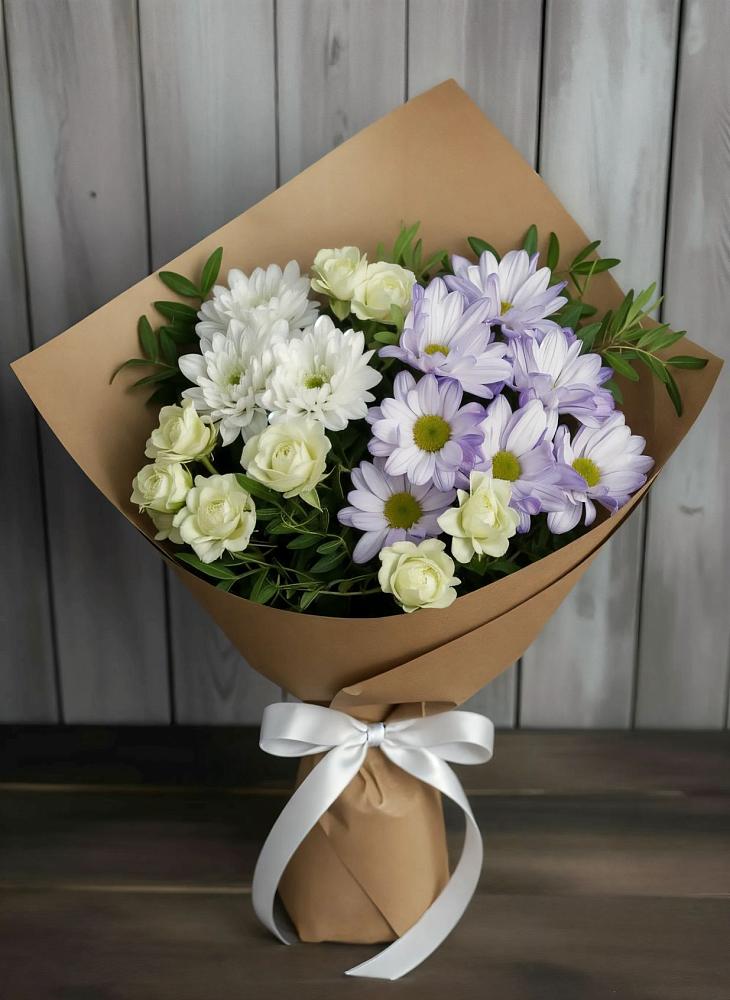 Букет цветов из: Хризантемы и Розы в Большой Джалге