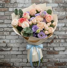 Букет цветов из:  Розы, Лизиантусы и Гвоздики в Большой Джалге